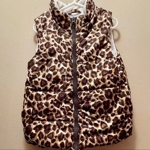 CHILDRENS PLACE  Leopard Print Puffy Vest Sz small
